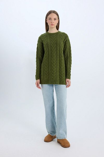 DeFacto Regular Fit Crew Neck Hair Knit Pattern Knitwear Sweater Tunic B4284Ax24Wn