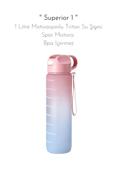 fitmart '' Superior 1'' - 1 Liter Motivated Tritan Water Bottle Sports Flask - Bpa Free