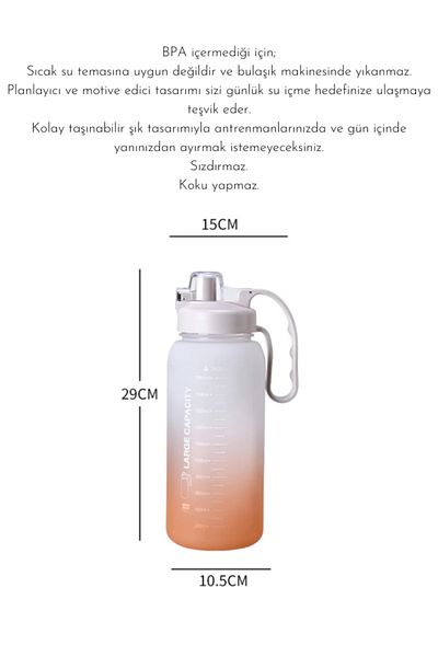 fitmart '' Superior 2'' 2 Liter Motivated High Capacity Tritan Water Bottle Sports Flask - Bpa Free