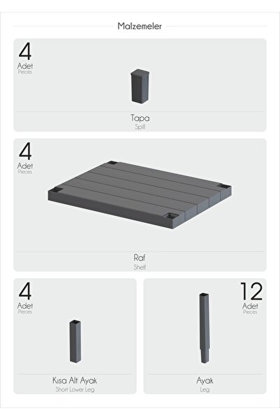 Bayev Ombeg 4 Tier Plastic Organizer Μπάνιου - Γλάστρα Βιβλιοθήκη Λευκό