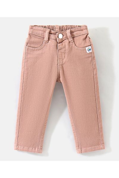 Bonfino Ankle Length Solid Color Jeans - Peach