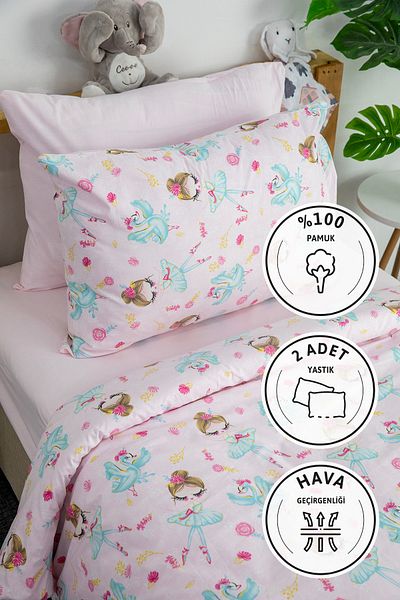 FAVORA Set cuvertură de pilota unică Fairy Ballerina 100% bumbac - Roz