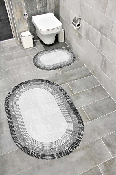 Bordo Halı مجموعة سجادة حمام مزخرفة ماصة للماء وناعمة وغير قابلة للانزلاق ومم...