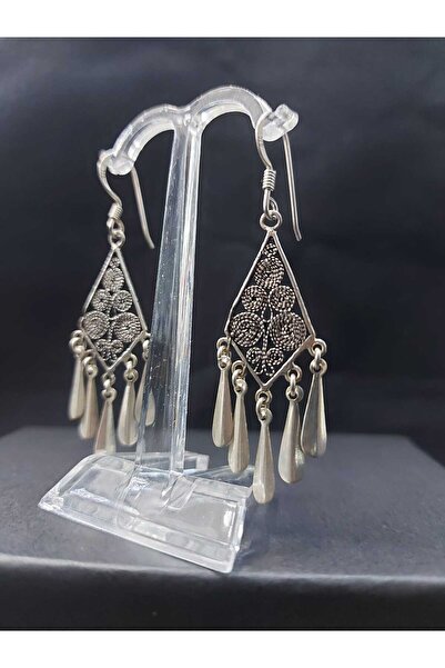 sarıyer silver Telkari Modeli Saçak İşlemeli 925 Ayar Gümüş Sallantılı Küpe