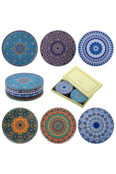 SENSY 6-Piece Decorative Metal Coasters - Knidos