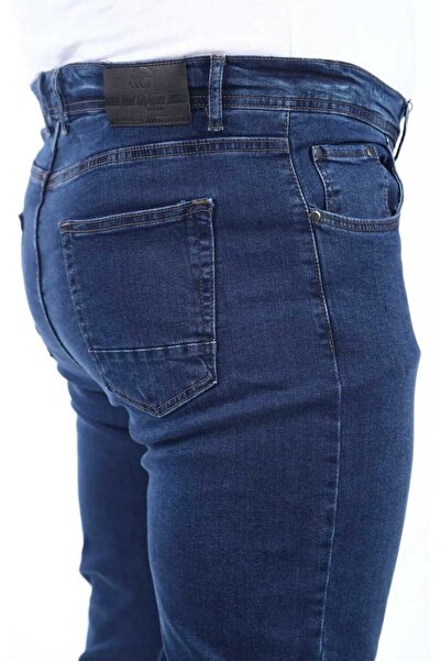 Denim Süper Battal Büyük Beden Erkek Kot Pantolon Likralı Battal 2005 KOYU MAVİ