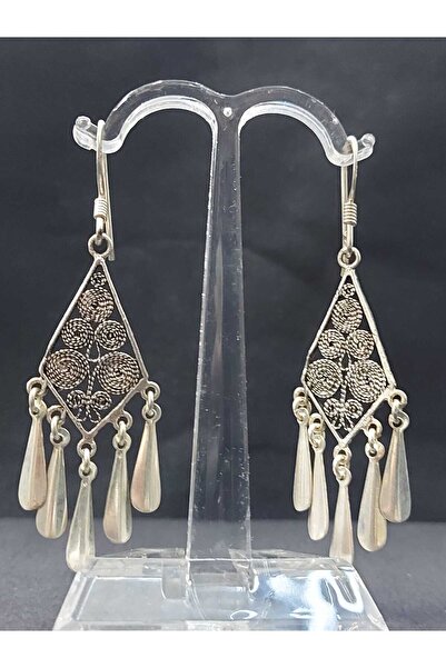 sarıyer silver Telkari Modeli Saçak İşlemeli 925 Ayar Gümüş Sallantılı Küpe