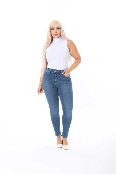 ASSO Women Slim Fit Jeans Large Size High Waist Tight Legs Stretch Denim Pants