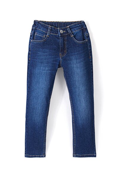 Primo Gino Cotton Full Length Washed Denim Jeans Solid Colour - Blue