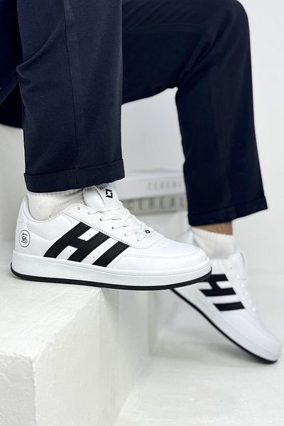 SOLAZER Men's White Black Sneaker Casual Sports Shoes 037-E