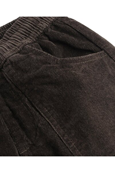Pine kids Full Length Solid Velvet Corduroy Trousers - Charcoal Grey