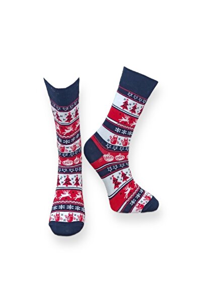 Mevo Single Navy Color Unisex Flexible Moisturizing Cotton Christmas Patterne...