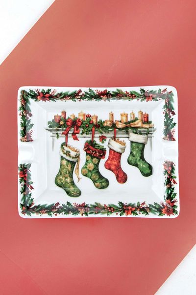 Bursa Porselen Dekor X'mas șosete scrumieră din porțelan
