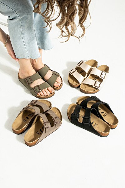 Bermody Zion Comfortable Double Buckle Green Women's Daily Slippers