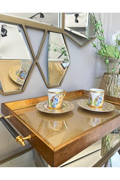 Sembol Desenli Lüx Sunum Tepsisi 47x30 cm Altın-102 LUXTRAY-102