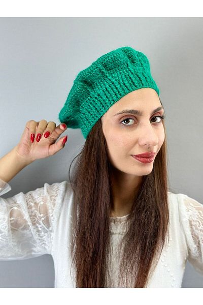 Gönülden Tasarım Hand Knitted Shiny Women's Graphics Beret