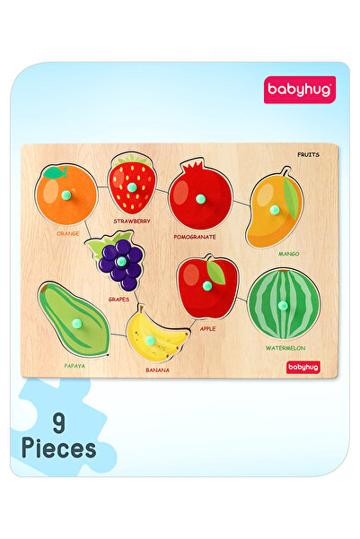Babyhug لعبة أحجية الفواكه الخشبية - ٢٩ × ٢٢ سم، للأطفال من عمر سنتين فما فوق