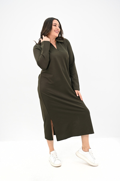 Koza Butik Γυναικείο Μακρυμάνικο Φόρεμα με Λεπτομέρεια Πέτο 5283-25