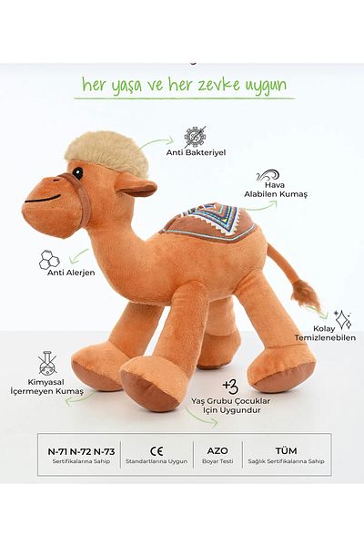 TOPROCKSTORE Cute Camel Plush Toy Gift Toy Sleeping Companion 20 cm