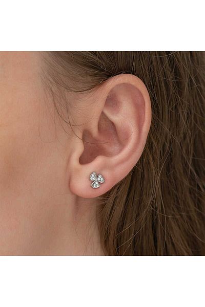 Skygo Silver Colored Flower Patterned Earrings