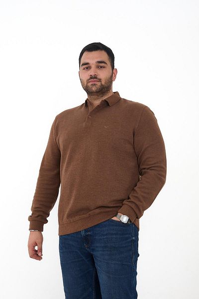Maccali Men's Winter Oversized Basic Plain Brown Polo Neck T-Shirt