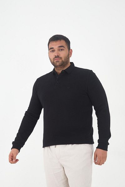 Maccali Men's Plus Size Winter Oversized Black Polo Neck T-Shirt