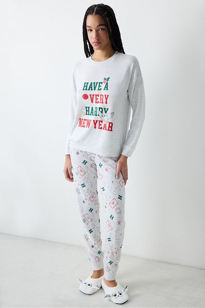Penti Set de pijamale cu pantaloni gri deschis de Anul Nou Harry Potter