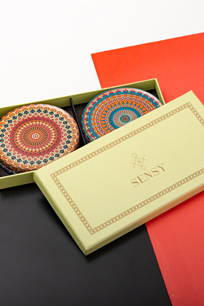 SENSY Dekoratif Bardak Altlığı 6'lı Metal Üst Kısım Ephesus