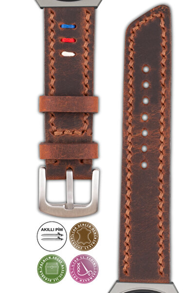 vagave حزام ساعة جلدي مقاس 22 ملم - تريشيب