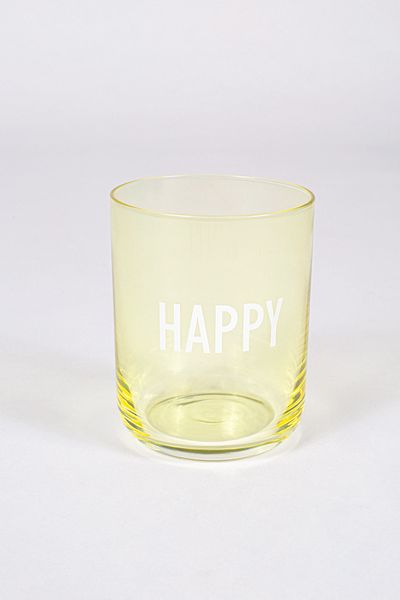 Rakle Motto Happy Slogan Glass Yellow 350 Cc