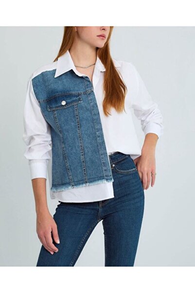 AYSELÇİLİNGİR Kot Detaylı Kadın  Gömlek