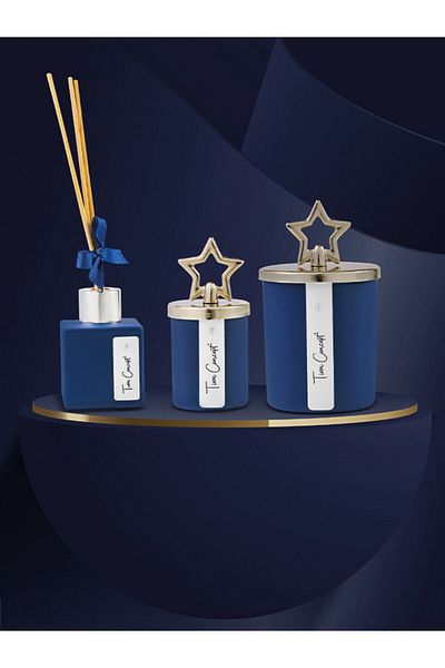 Tiem Concept تصميم خاص مكون من 3 قطع من كوب فضي وشمعة ومجموعة عطور الغرفة