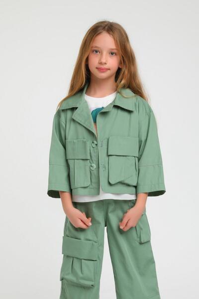 Escabel Girl's Seasonal Crop Jacket 35720 Green