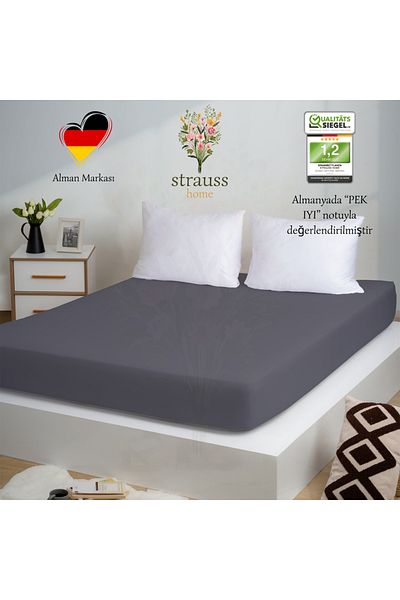 Strauss StraussHome ®   ملاءة جاهزة ممتازة مصنوعة من القطن بنسبة 100% مفردة/مزدوجة من القطن الممشط خصيصًا من OEKO-TEX