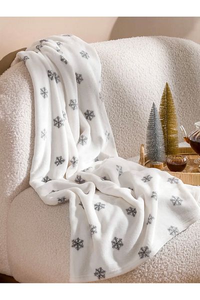 LC Waikiki Lcw Home Ecru Snowflake Patterned Tv Blanket 100X150 cm