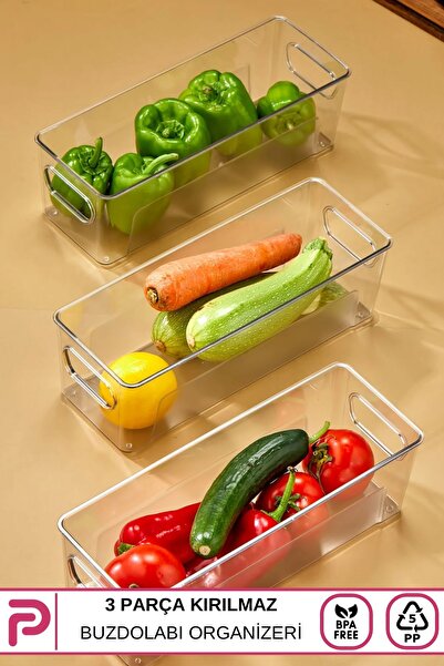 Poomy Buzdolabı & Dolap Içi Düzenleyici Şeffaf Organizer 3 Adet