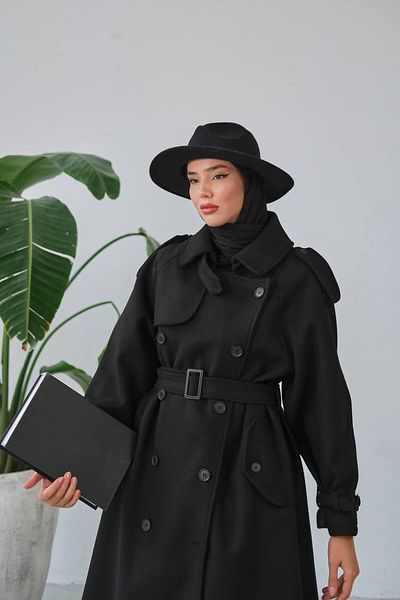 JaMolls Imported Soft Stamp - Winter Trench Coat Cut Loose Coat with Equivalent Belt