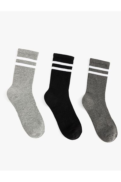 Koton Set of 3 Cotton Striped Socket Tennis Socks