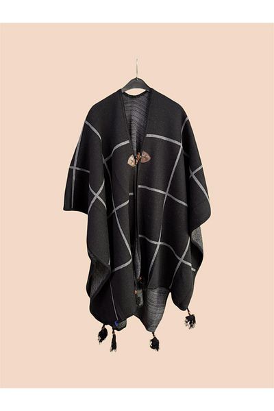Bytoktay Knitwear Steel Knit Thick Mother Shoulder Scarf Shawl Poncho