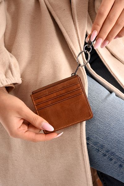 Westpolo Genuine Tumbled Leather Women's Keychain Card Holder