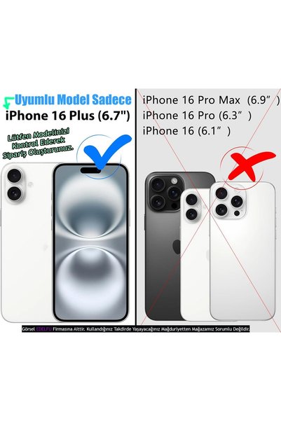 EDELFU İphone 16 Plus Için Simli Sert Şeffaf Kapak Kamera Korumalı Ince Ve Sert Kılıf (SİLİKON DEĞİL)