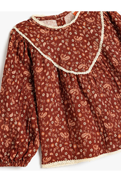 Koton Bavlněná mušelínová látka - květinová halenka s dlouhým rukávem