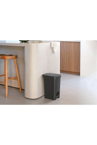 Brabantia Stepup Dark Gray Plastic Bin with Pedal 16L