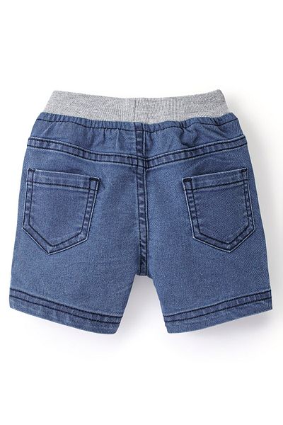 Babyhug Cotton Spandex Knee Length Stretchable Denim Shorts - Blue