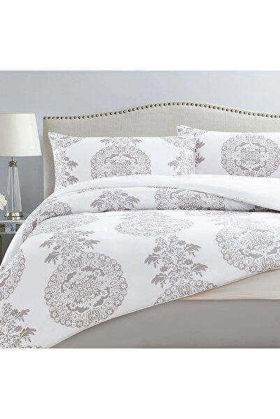 In House Larry | Microfiber Comforter Set 4 Pieces, King, 260x240 cm, White & Grey