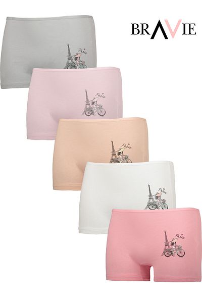 Bravie Chiloți boxer pentru fete colorate ilustrate pentru biciclete Brv1-pbx