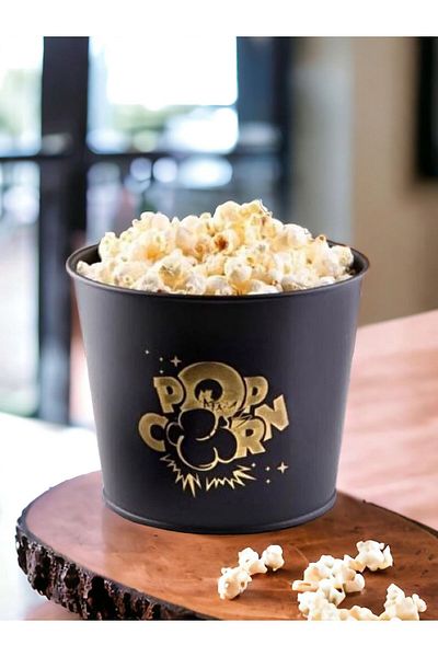 TOPTANFONİ Metal Popcorn Box - Popcorn Bucket 3 Pieces