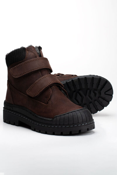 Süperland Hakiki Deri Gerçek Deri Kahverengi Çocuk Botu