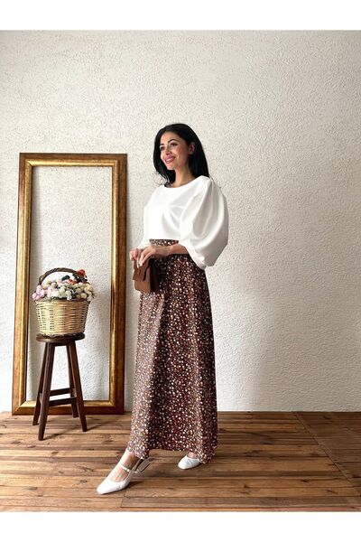 KÜÇÜĞÜM BUTİK Fusta evazată din poplin - Motiv Floral Maro