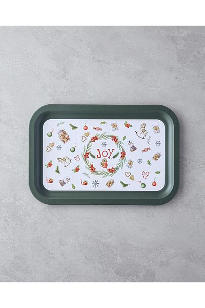 English Home Green Metal Tray - New Year Joy 35X23 cm